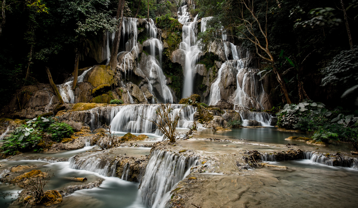 The exquisite Kuang Si Falls, 30 km from Luang Prabang. 