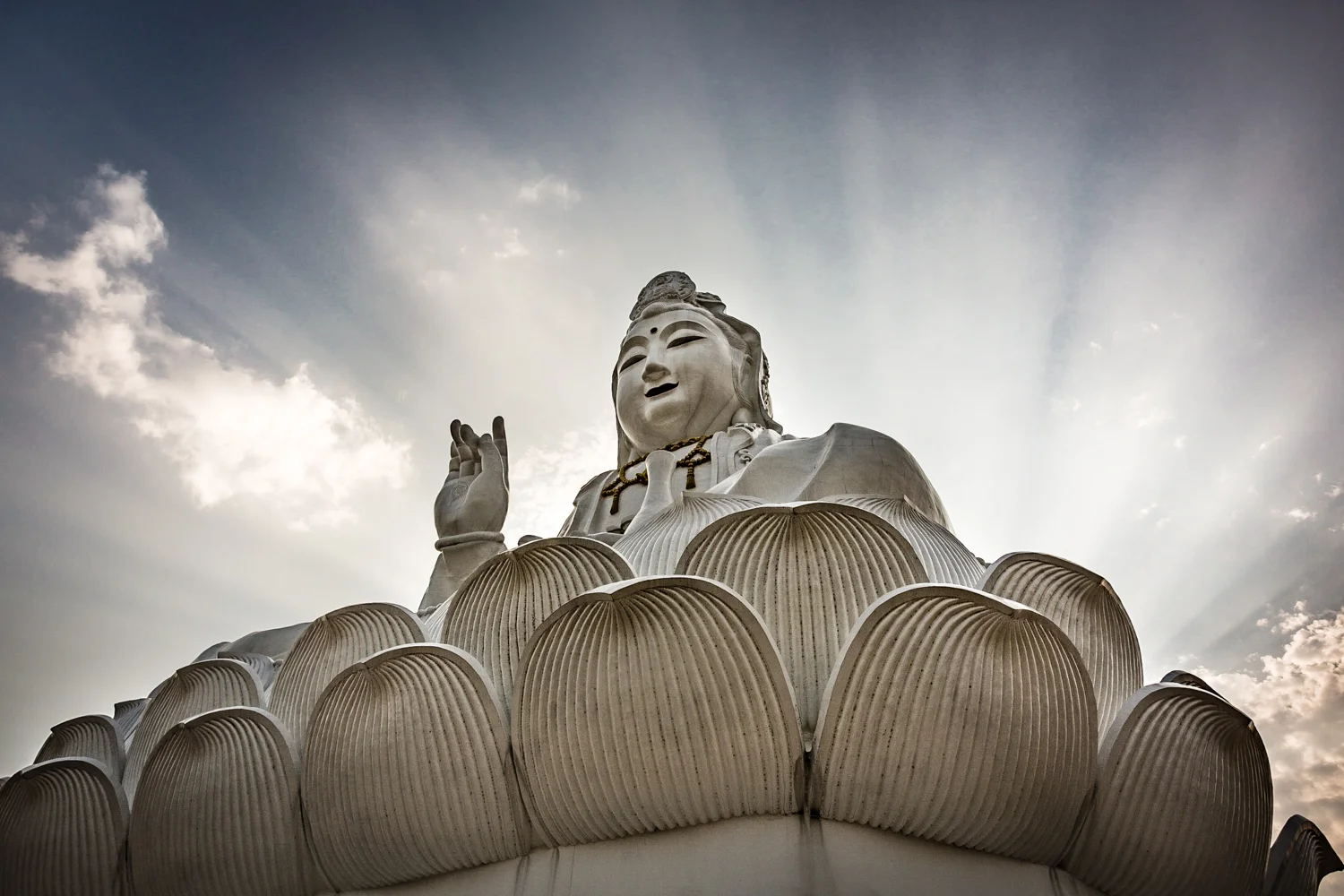 During my visit to the 40-story Buddha at Wat Huai Pla Kung, a break in the clouds occasioned these heavenly rays. 