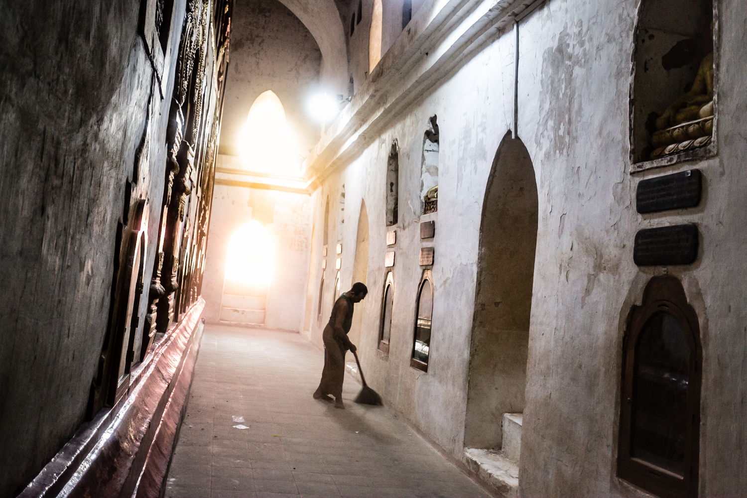 Locals are hired by the government to care for the temples. 