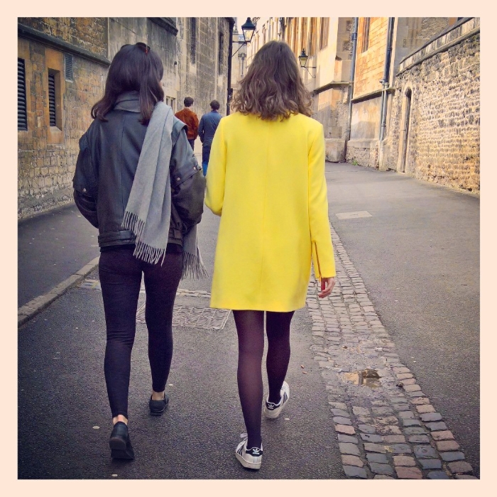 Yellow coat in Brasenose Lane
