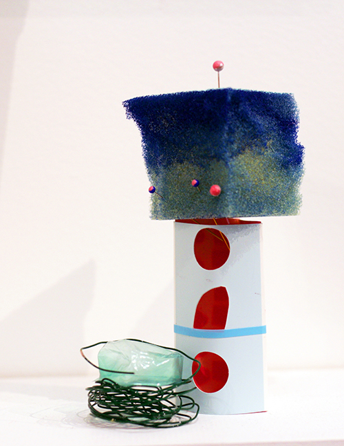 THIS IS A STORY ABOUT TREPIDATION Foam, paint chip, bubble wrap, wire, pins, paint 2014 2.5'' x 1'' x 1''