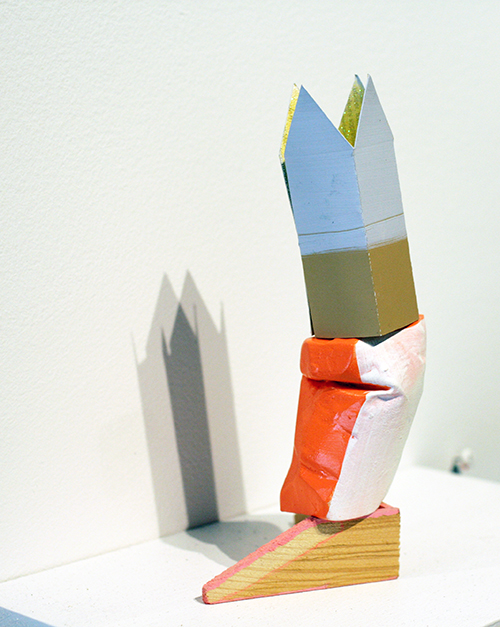 THIS IS A STORY OF PLAY Plaster, paint chip, wood, paint, glitter 2014 4'' x 2'' x 2''