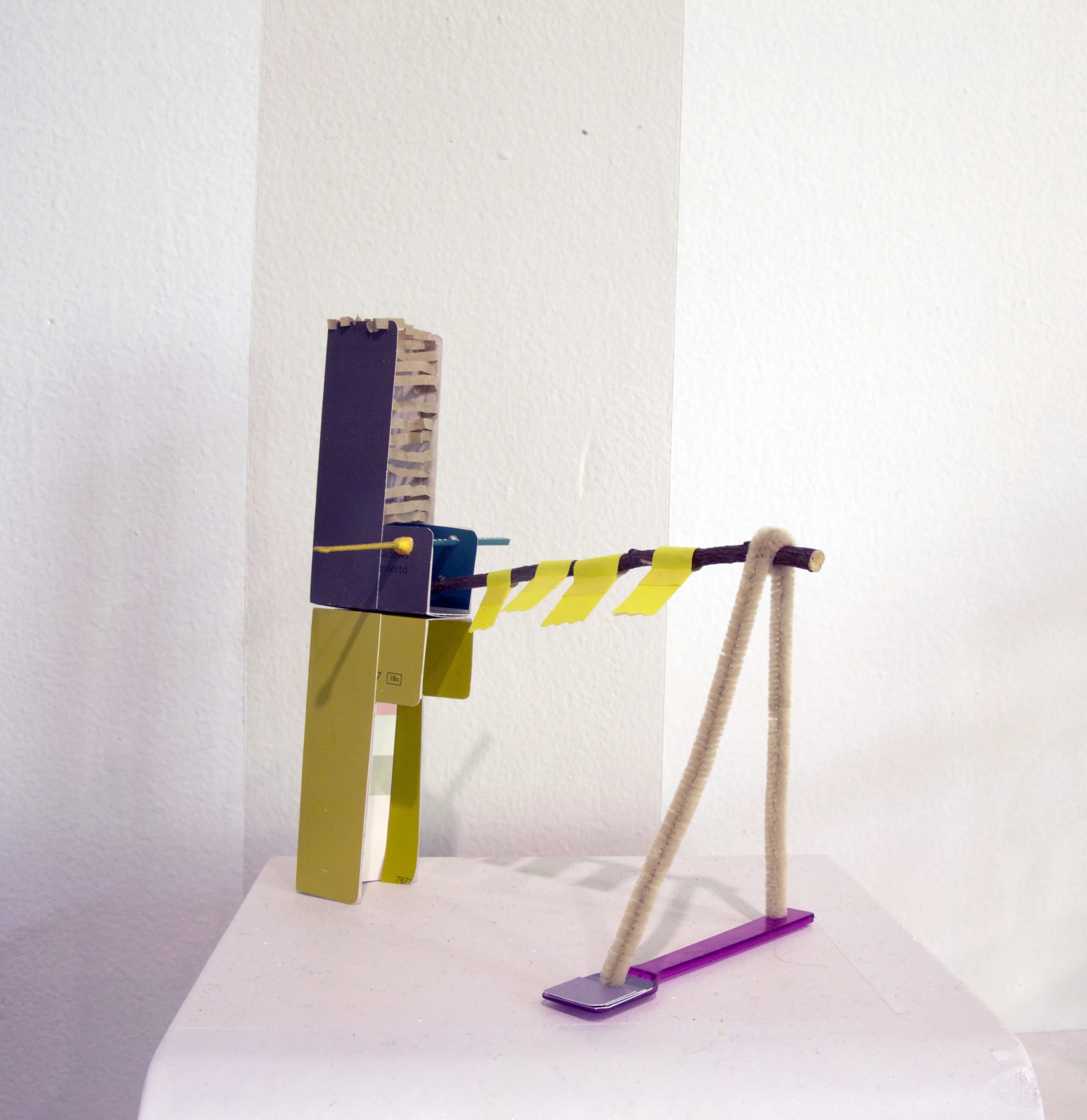 A STORY ABOUT PRESERVATION Paint chips, branch, pipe cleaner, coffee stirrer, labels, gelato spoon 2015 4.5'' x 5'' x 1''