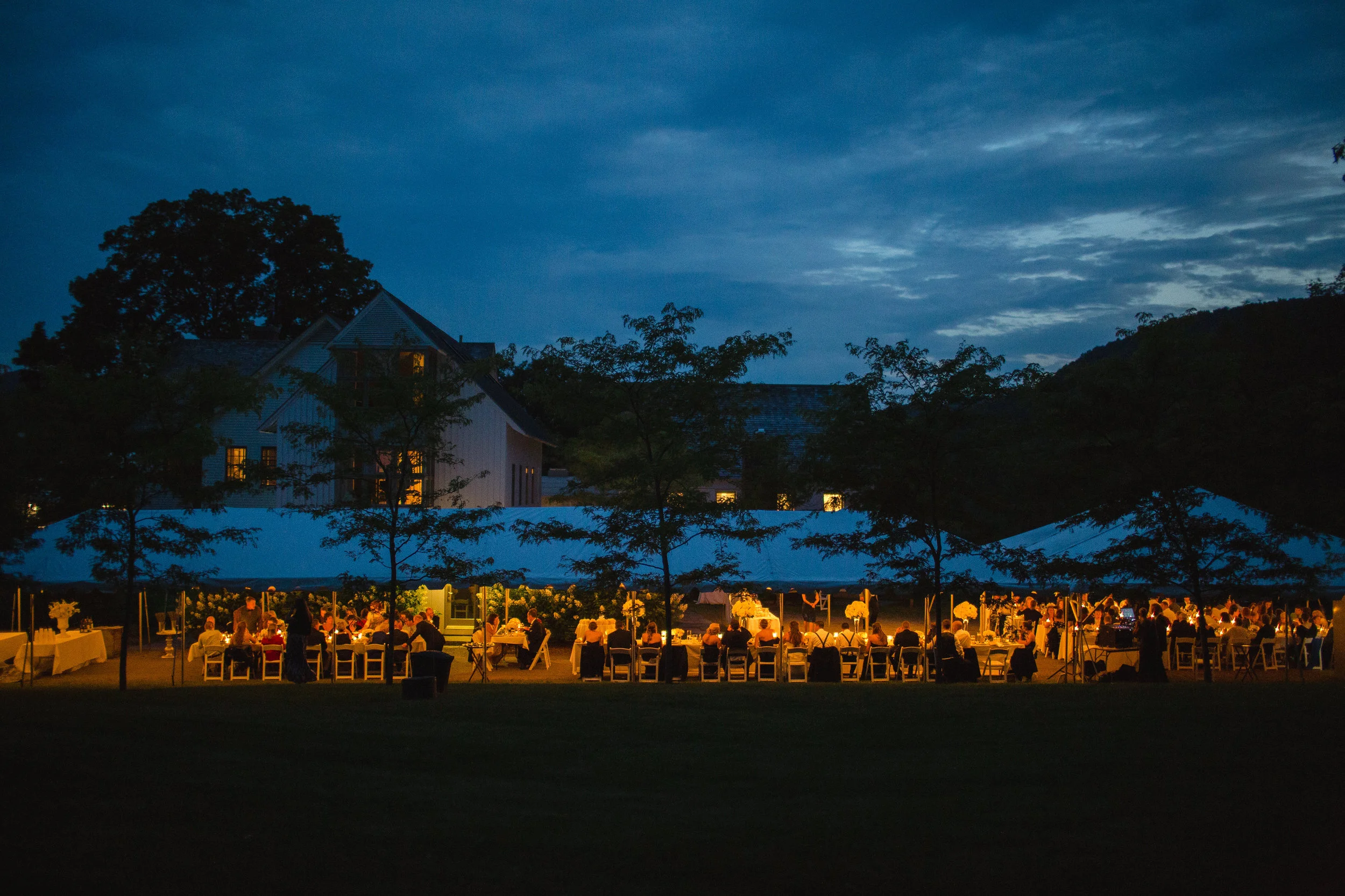 Frame Tents at Dusk