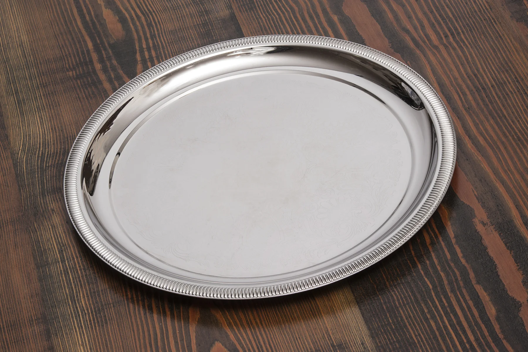 Round Silver Serving Tray