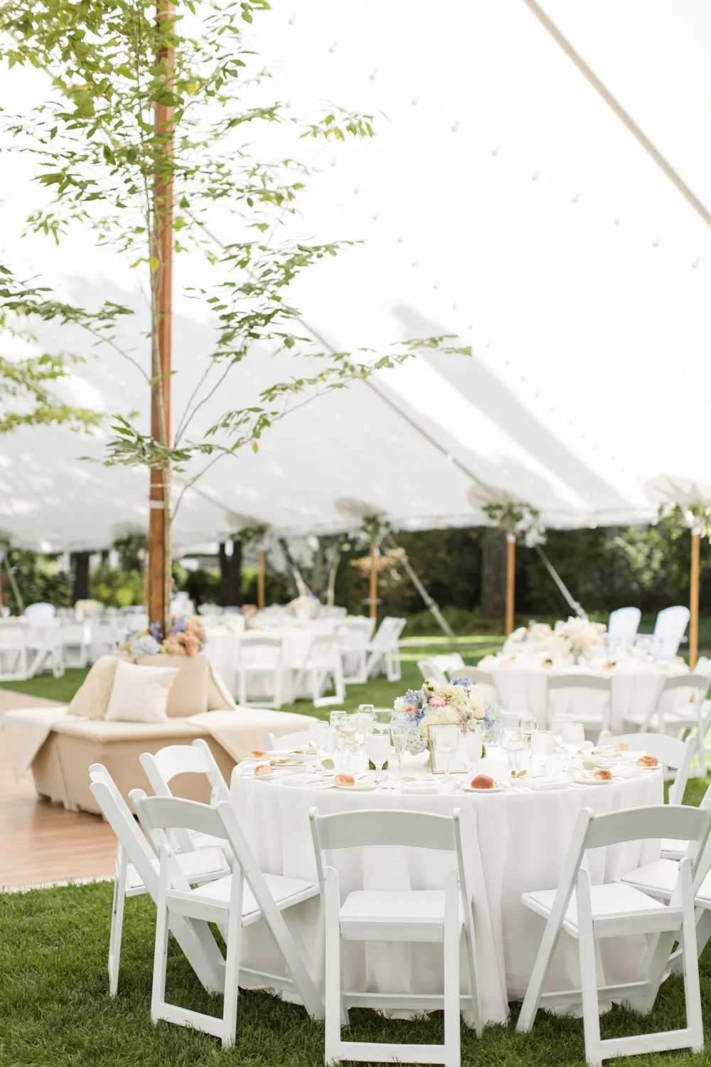 Sailcloth tent reception on the lawn
