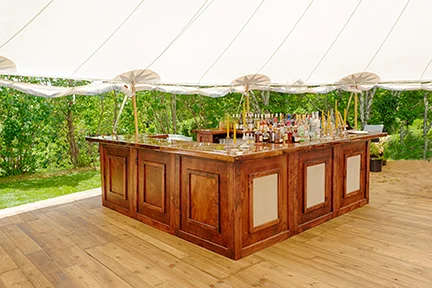 Mahogany 3-sided 11'x11' bar with removable panels$1000.00