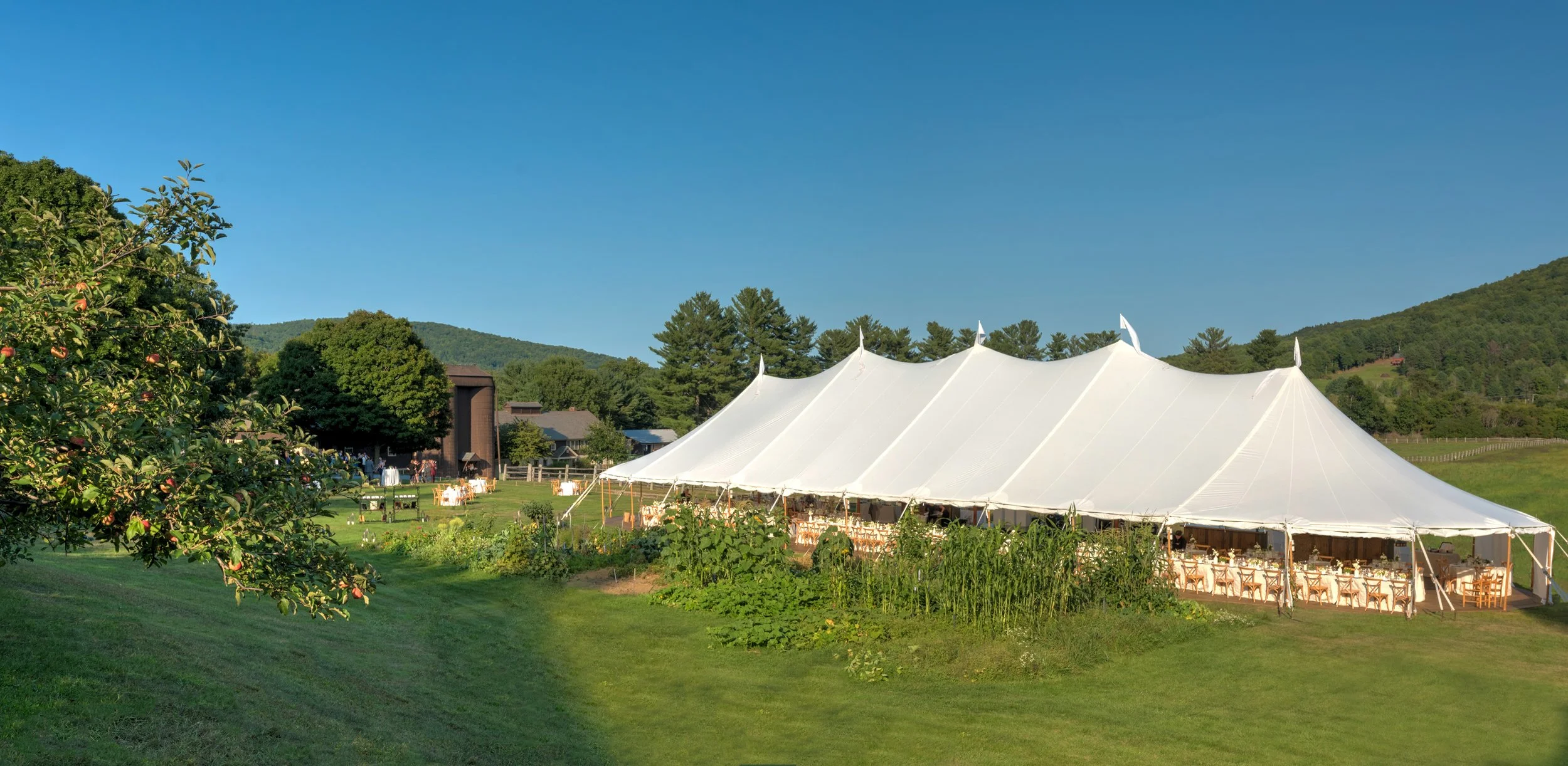 A tent in an outdoor space in Billings Farm Woodstock