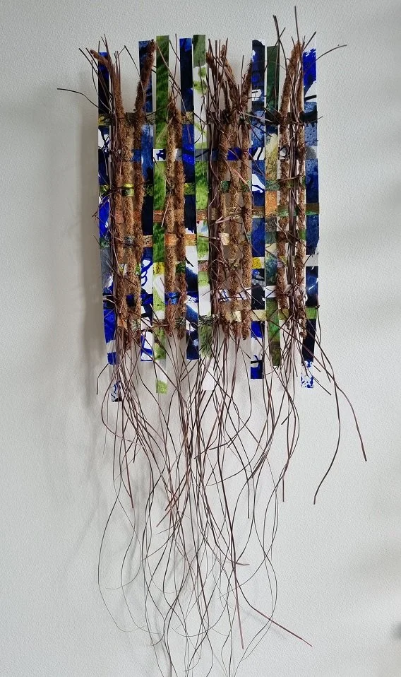 024 serie vlechtwerken Tuinwerk - (60x18,5cm) met siergras, uitgebloeide bloesem van de tamme kastanje
