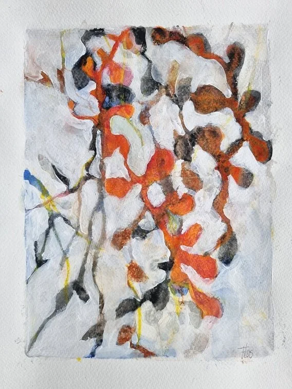 025 Zonder titel - (32x24cm) kleurpotlood en acrylverf op aquarelpapier