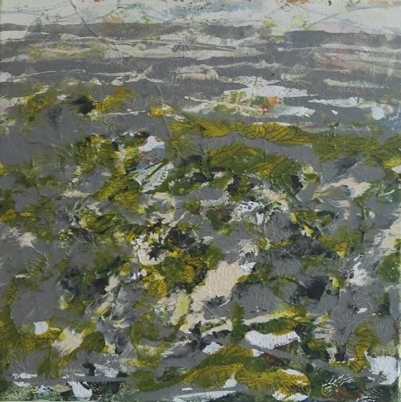 019 serie Aangespoeld - (40x40cm) acrylverf op katoen