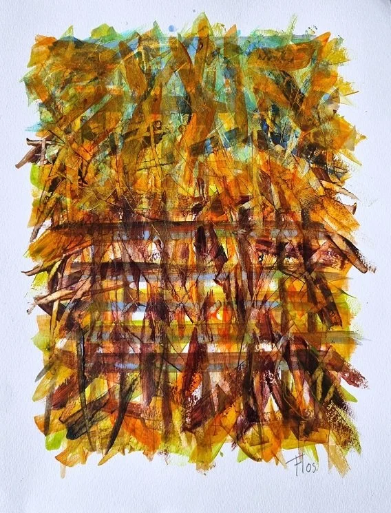 024 serie Grondwerken - (32x24cm) acrylverf op aquarelpapier