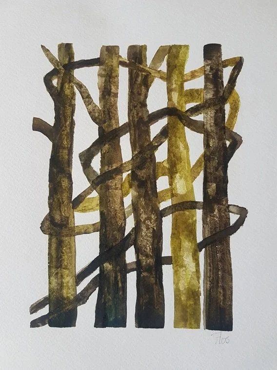 2021 serie: ‘Zelfbescherming’ 3 - (30x24cm) aquarelverf op 300 gr aquarelpapier 