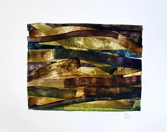 2021 serie: 'Houtkap -Stapelingen' 3 - (30x24cm) aquarelverf op 300 gr aquarelpapier