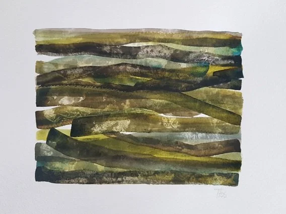 2021 serie: Houtkap -Stapelingen - (30x24cm) aquarelverf op 300 gr aquarelpapier