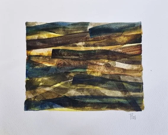 2021 serie: 'Houtkap -Stapelingen' 4 (30x24cm) aquarelverf op 300 gr aquarelpapier
