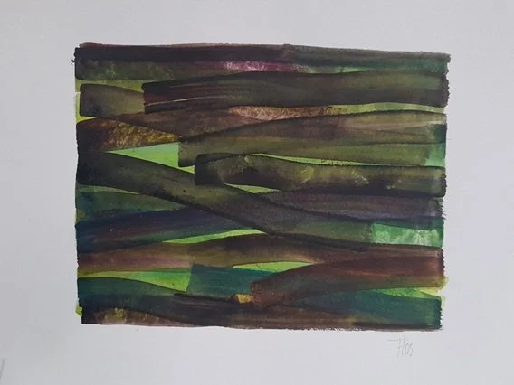2021 serie: Houtkap -Stapelingen 6 -  (30x24cm) aquarelverf op 300 gr aquarelpapier