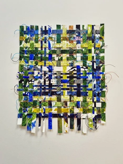 serie Grondwerken - (26x21cm) vlechtwerk, papier, visnetpluis