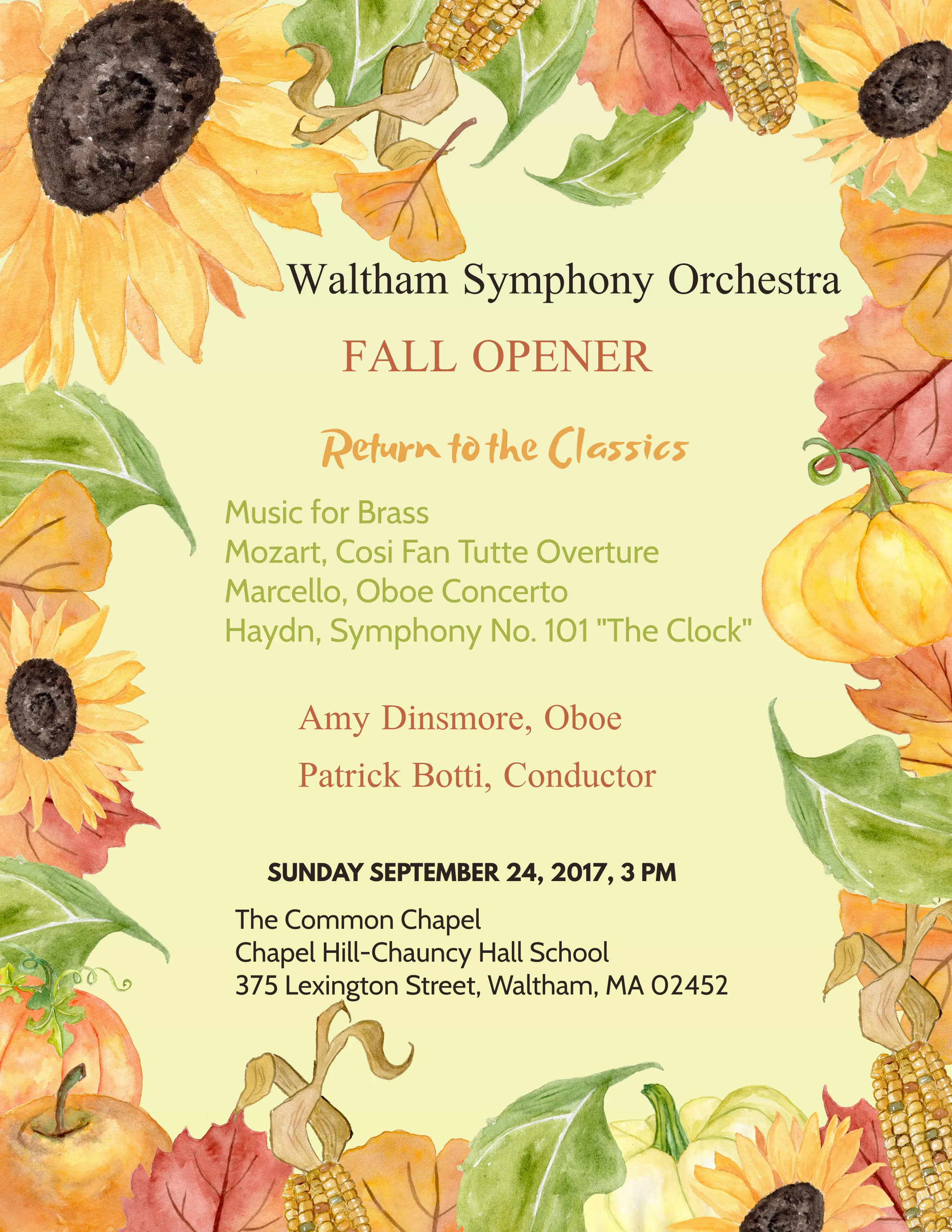 FALL-SEASON OPENER "RETURN to the CLASSICS"