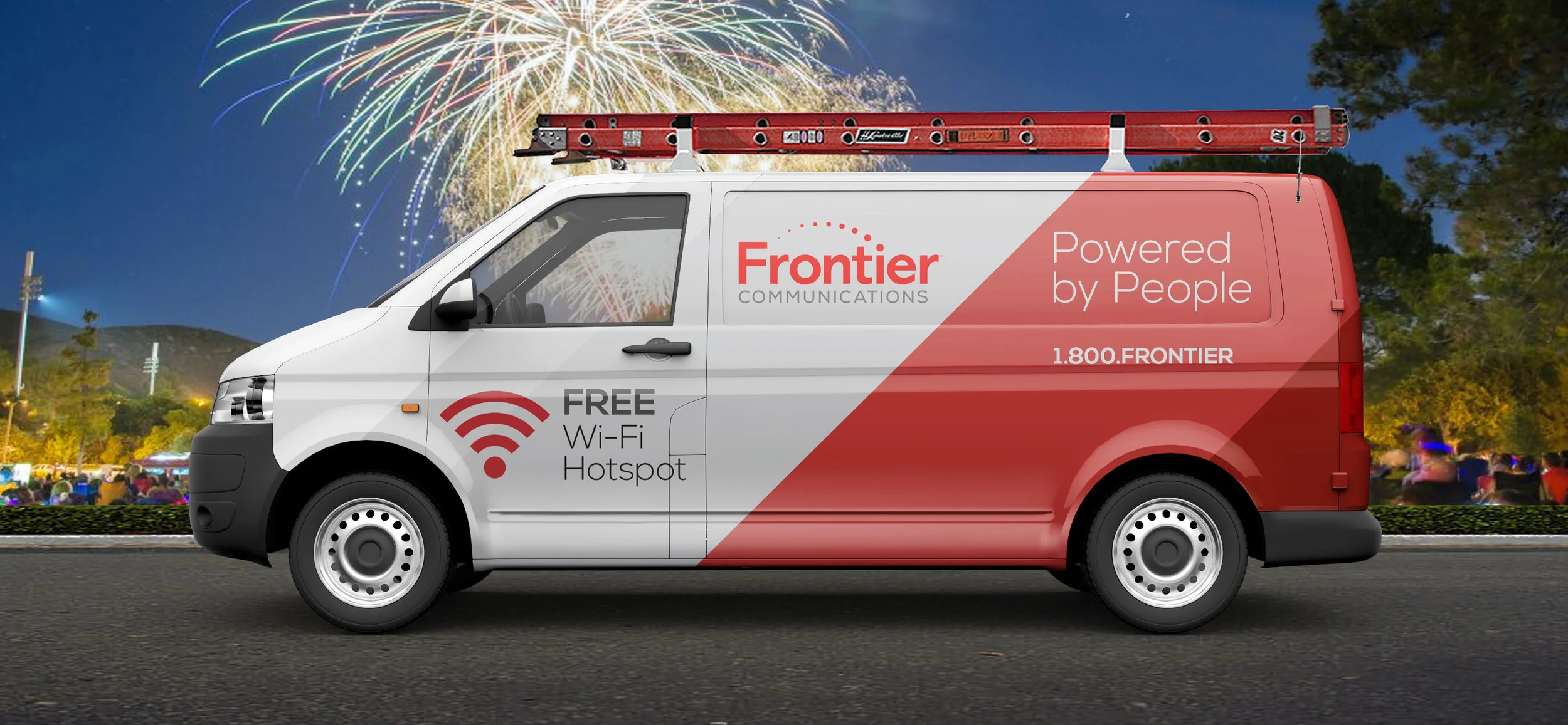   Connect America Fund   The Connect America Fund from Frontier Communications brings broadband Internet to rural areas of America and regions where accessibility to the web is limited. A patriotic America theme was integrated into the creative. This