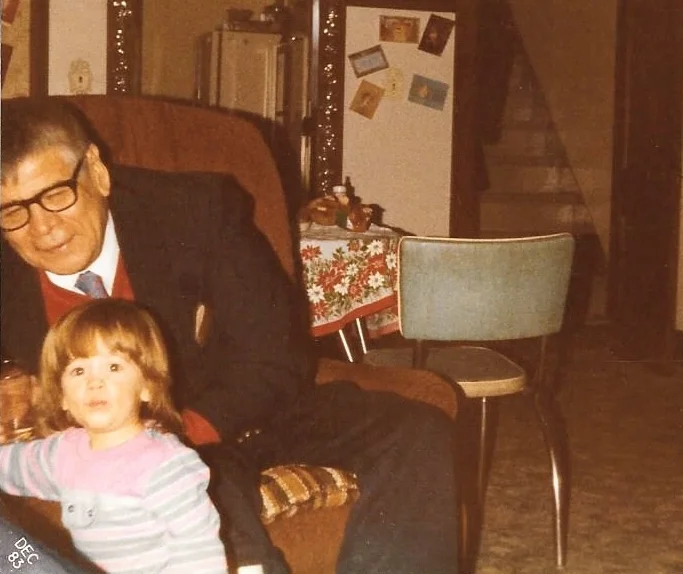 Grandpa (Mishomis) LaPointe and me - December 1983.