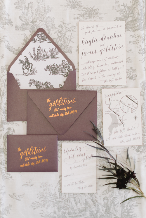 Plum and Copper Wedding Inspiration | Fall Wedding Inspiration | Toile Wedding Design | Michelle Leo Events | Utah Event Planner and Designer | Jessie Alexis Photography