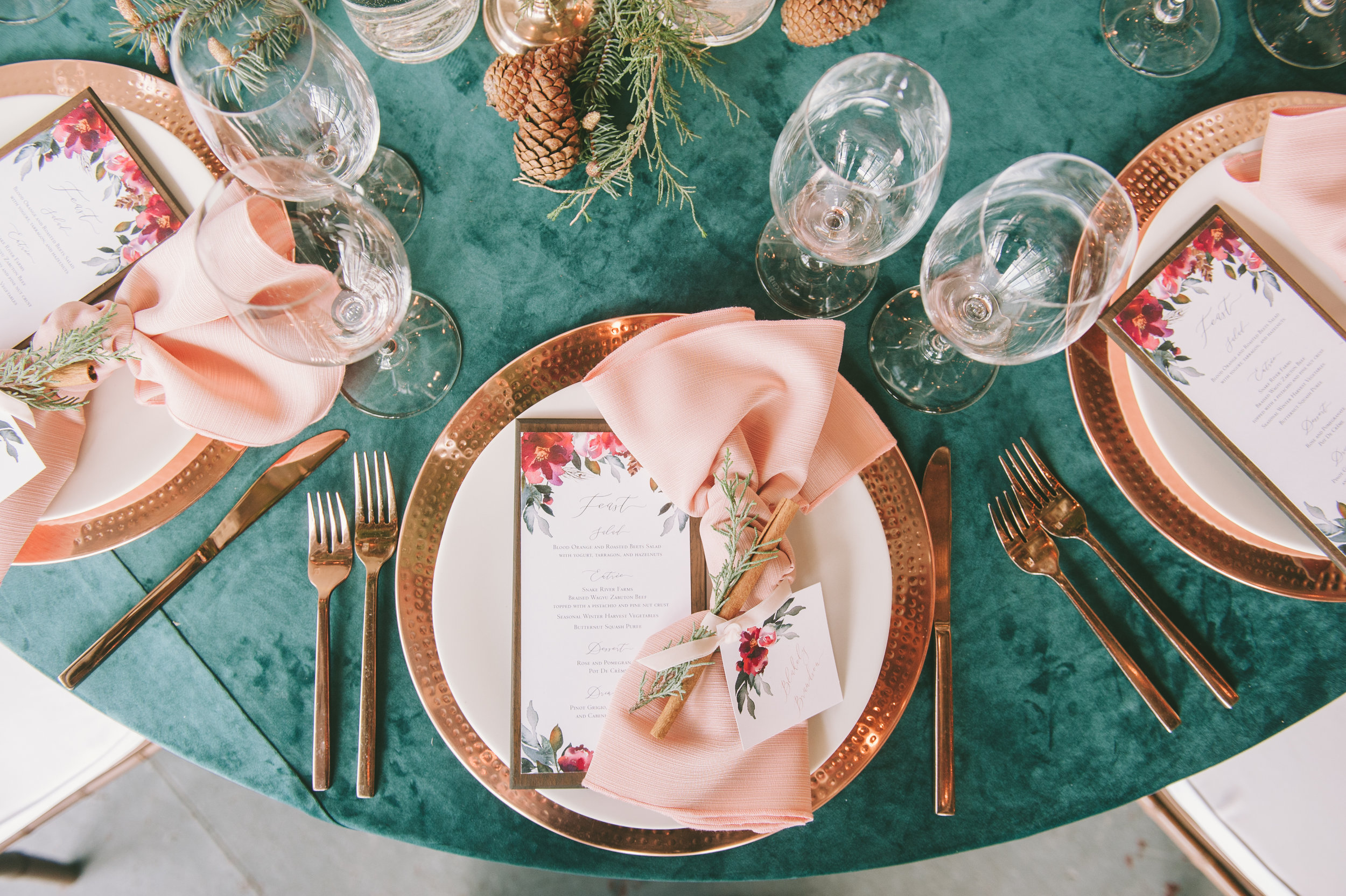 Winter Wedding Inspiration | Burgundy Wedding | Emerald Green Decor | Utah Bride &amp; Groom Magazine | Michelle Leo Events | Utah Event Planner and Designer | Rebekah Westover Photography