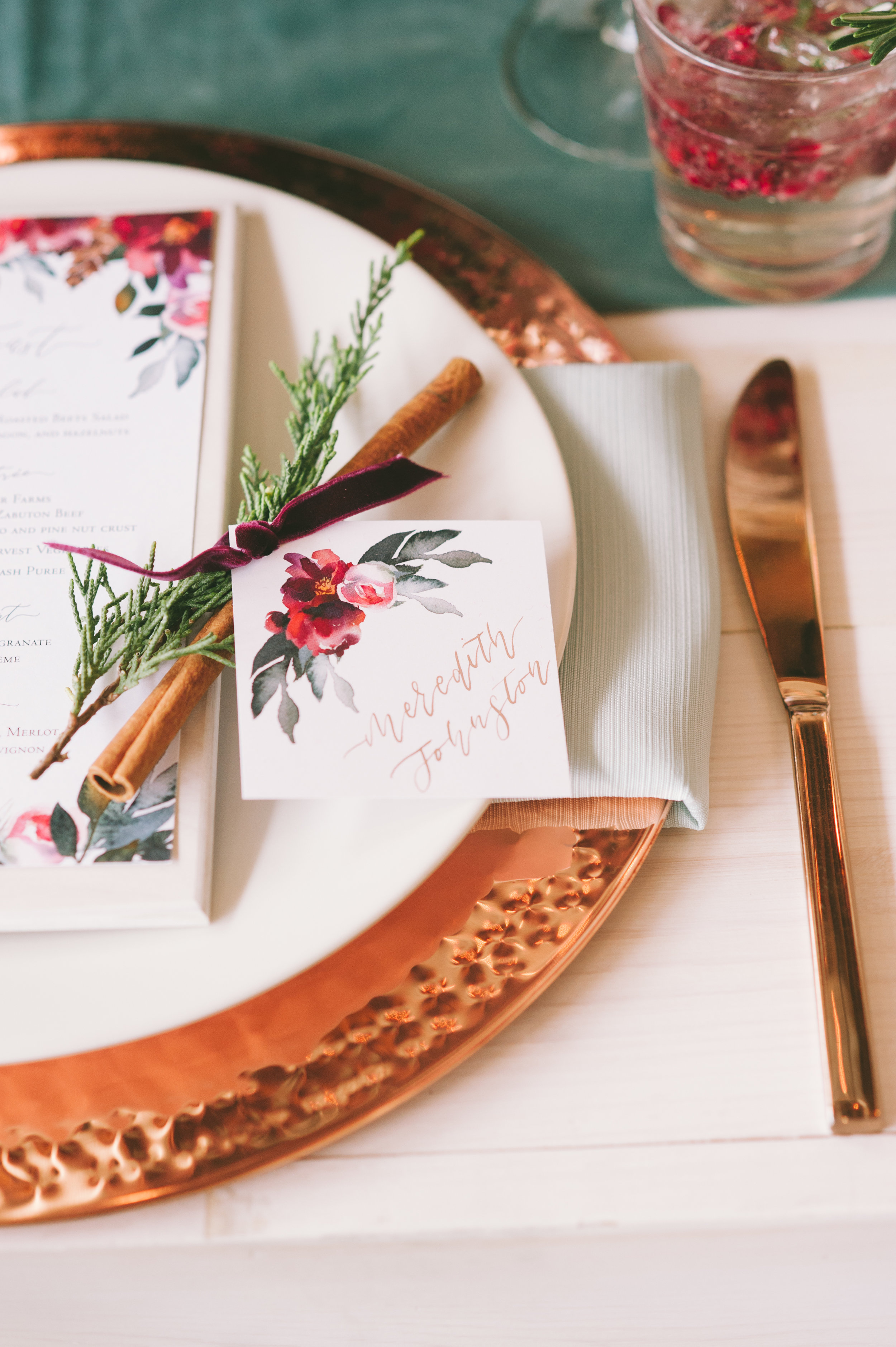 Winter Wedding Inspiration | Burgundy Wedding | Emerald Green Decor | Utah Bride &amp; Groom Magazine | Michelle Leo Events | Utah Event Planner and Designer | Rebekah Westover Photography