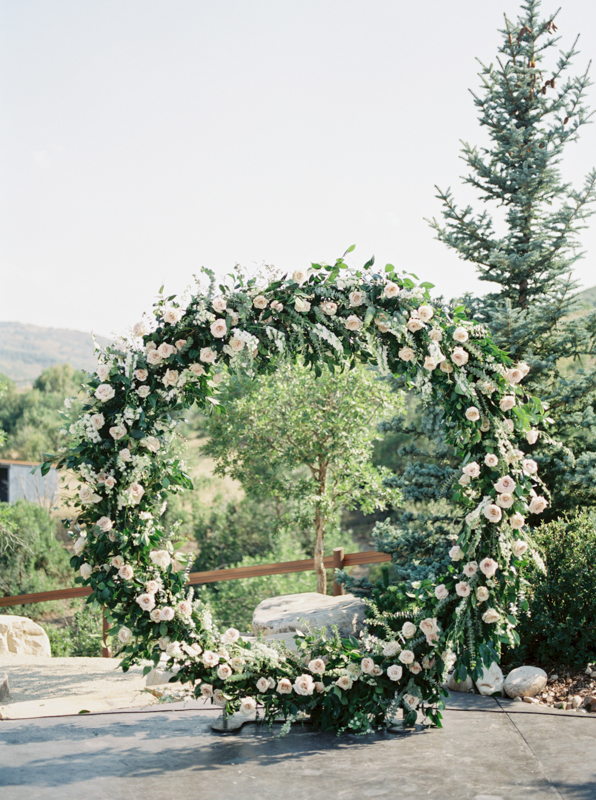 Blue Sky Ranch Wedding | Summer Wedding | Bespoke Wedding Design | Rose Gold Details | Circular Ceremony Arch | Michelle Leo Events | Utah Event Planner and Designer | Brushfire Photography