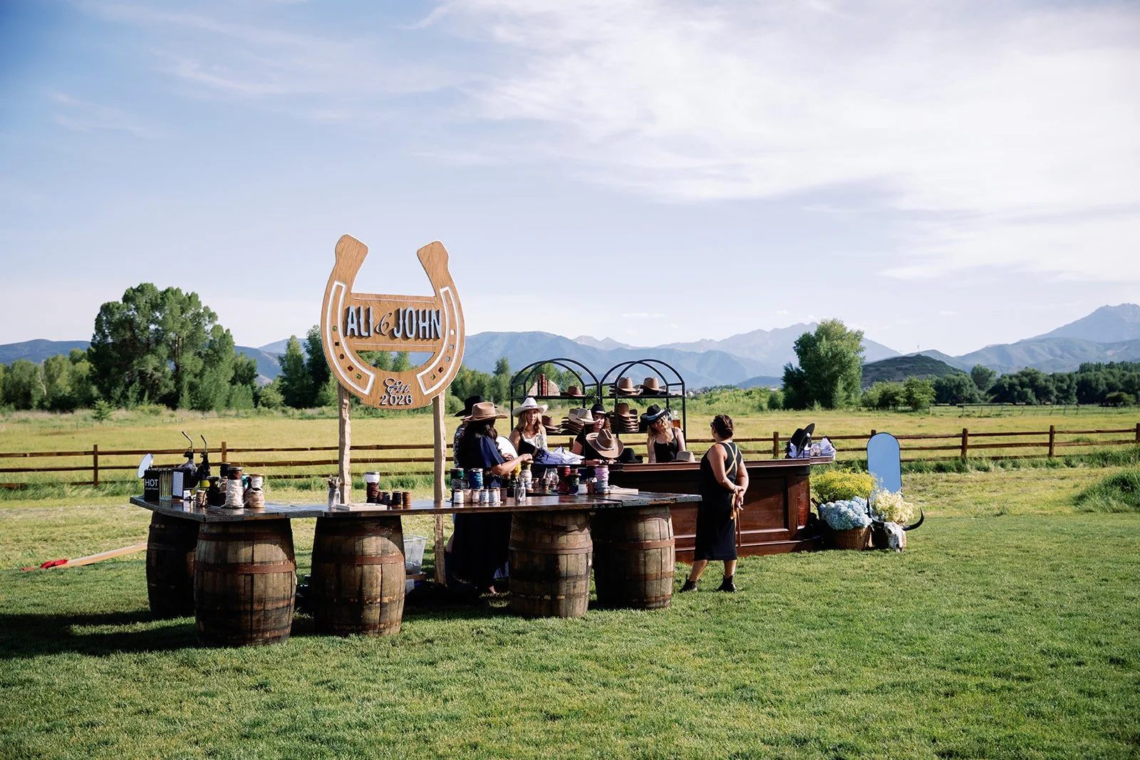 Interactive Cowboy Hat Bar at River Bottoms Ranch | Michelle Leo Events