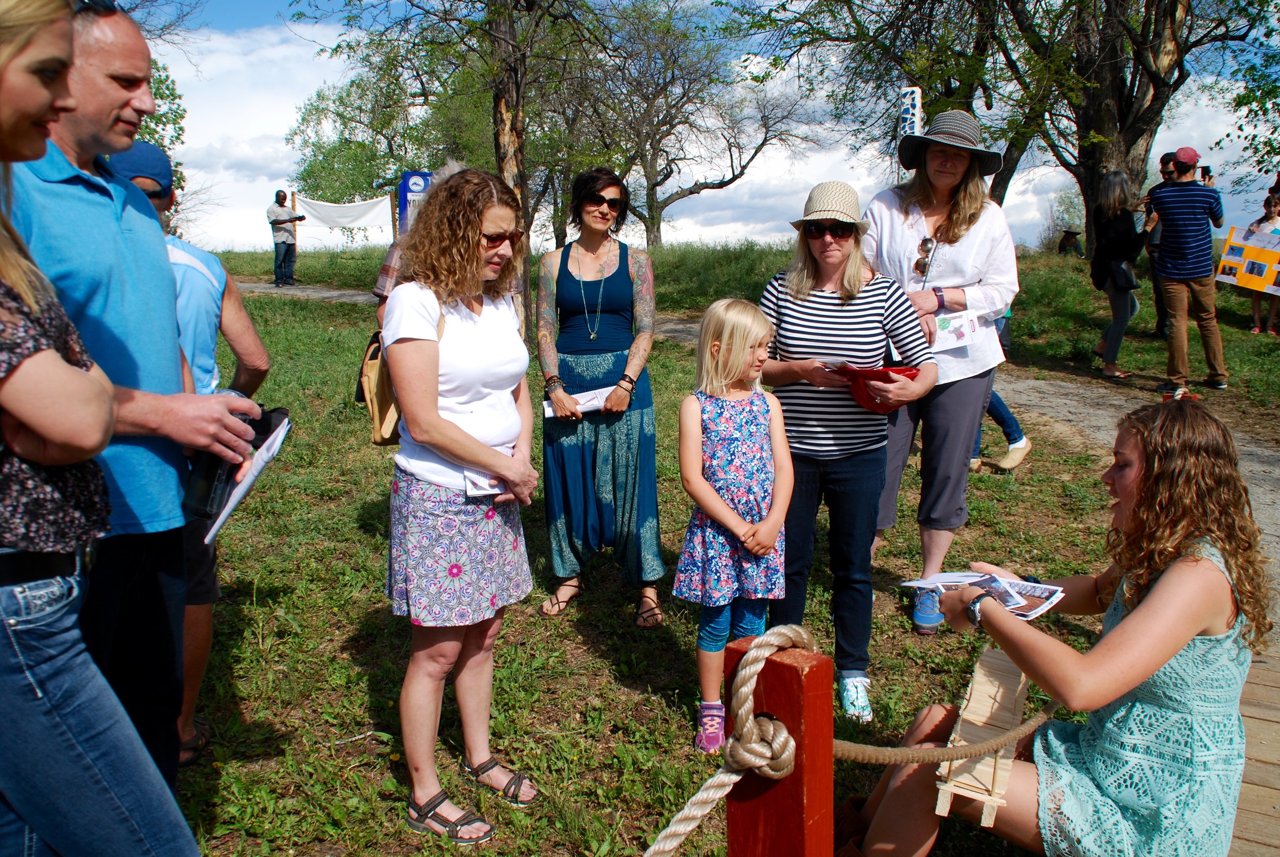 Presenting the bridge she built at the Nature Park Opening