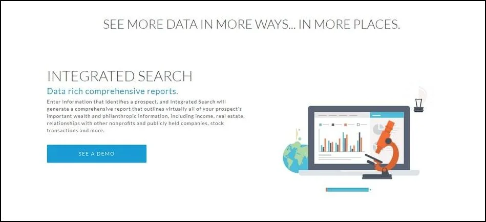 DonorSearch offers advanced and comprehensive donor prospecting software and tools.