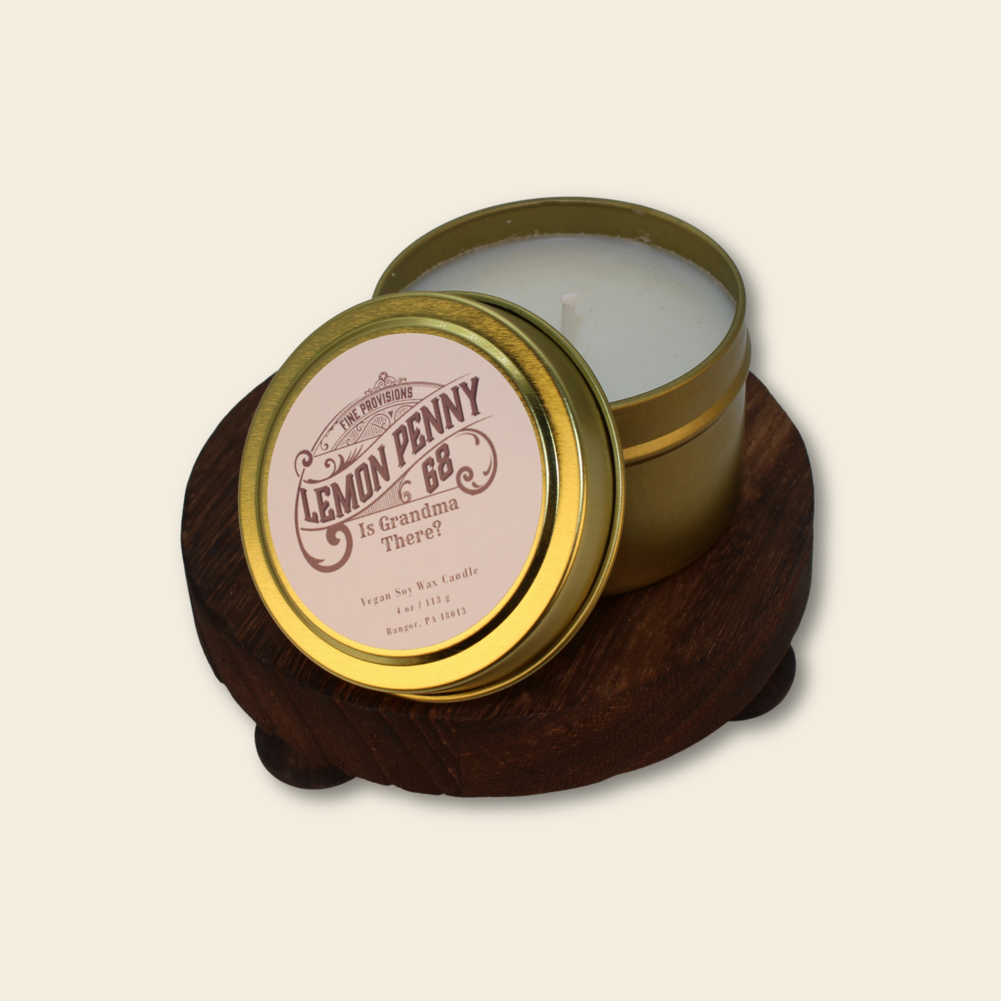 Is Grandma There? Gold Tin Candle