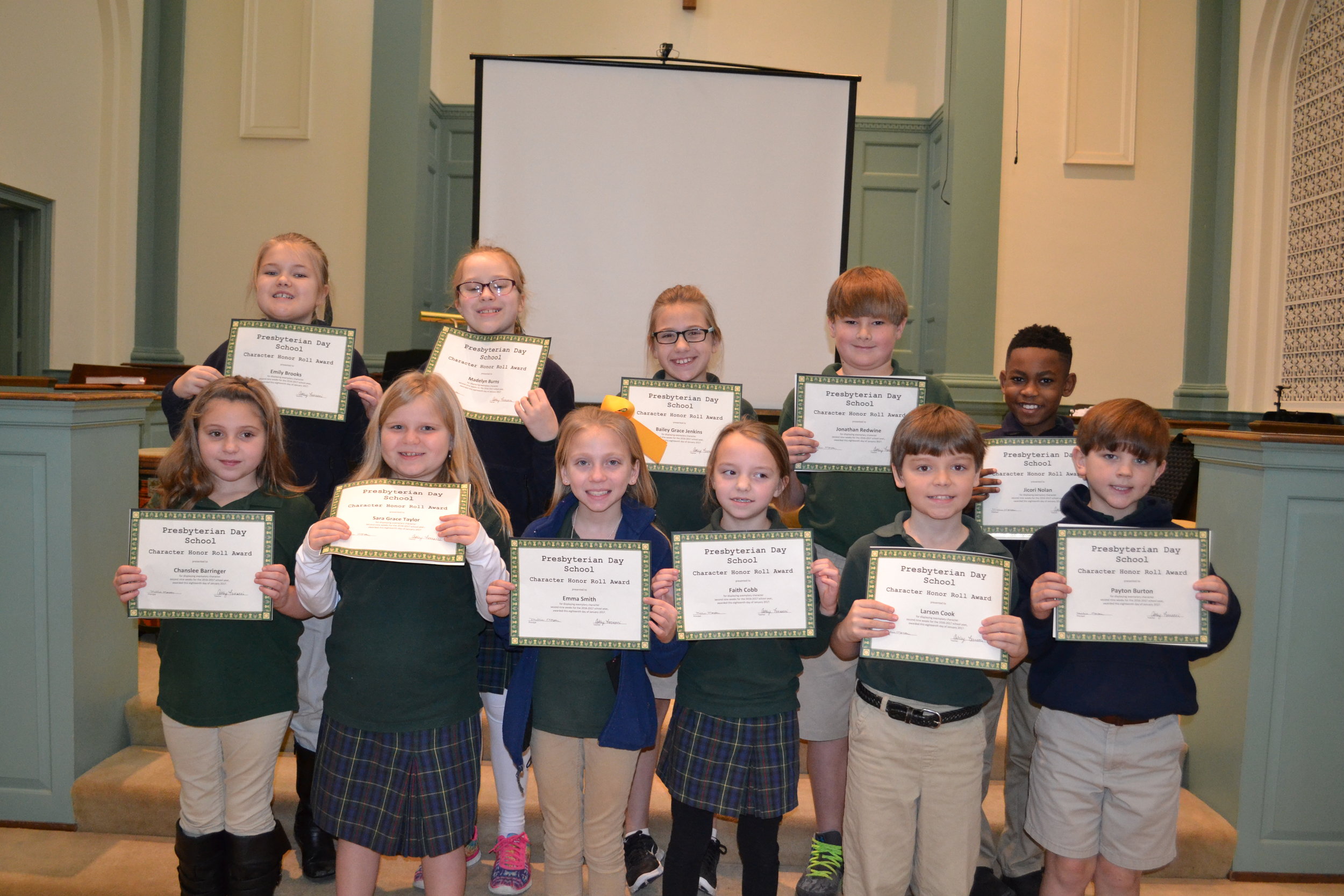 3rd grade character honor roll