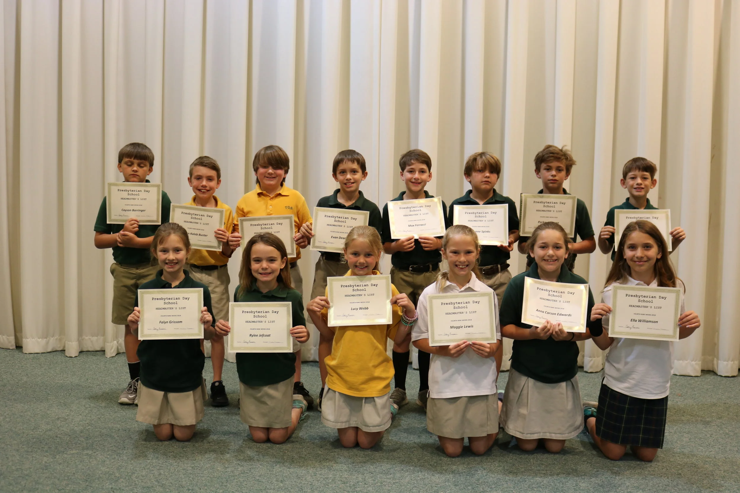 3rd grade headmaster's list