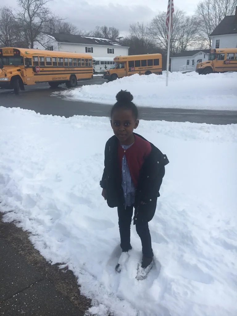 school shopping. MH was so excited about the snow.