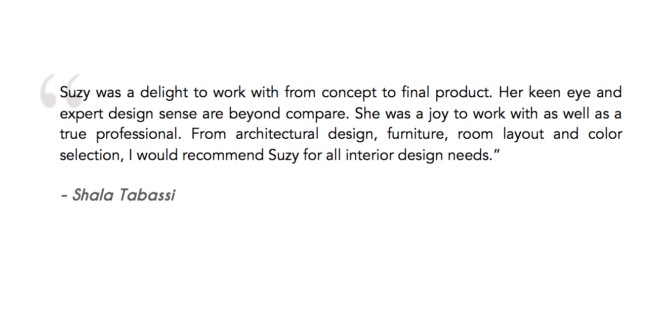 Testimonials Suzy Kloner Design