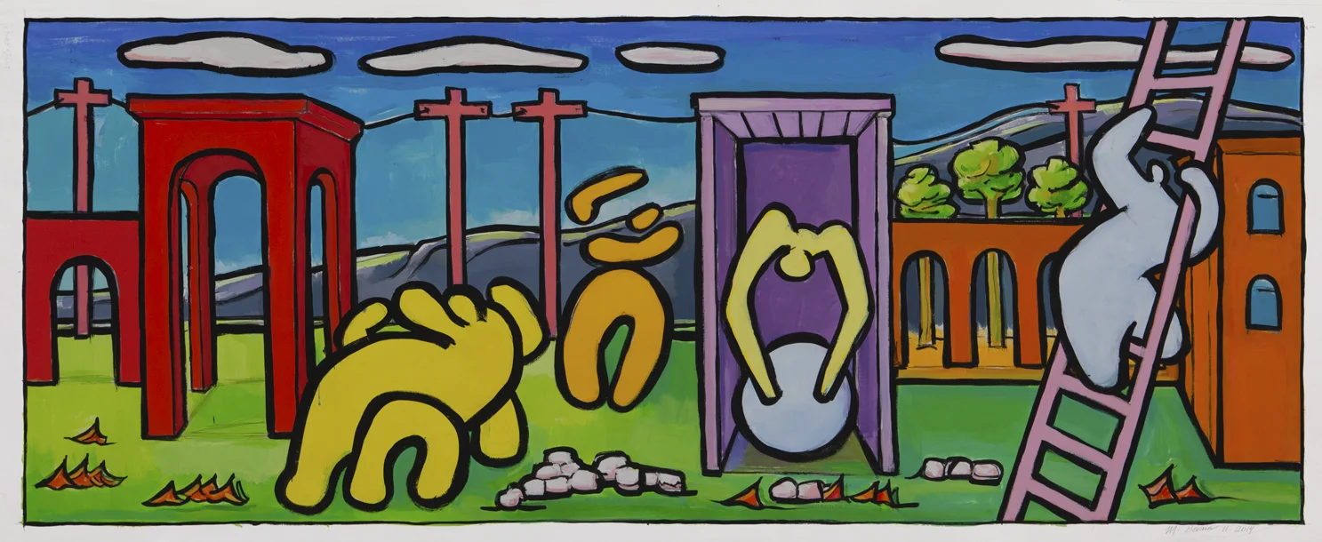 Capta Luna II , 24" x 59", gouache, 2014