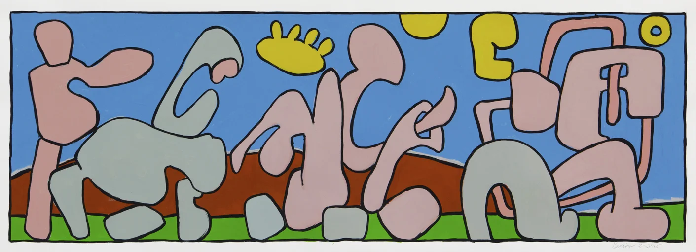 Hobbyhorse Procession II, 16" x 70", gouache, 2015