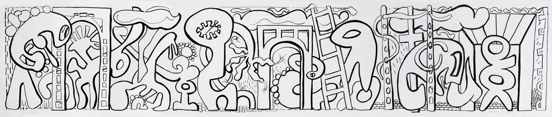 Visitors I , ink, 24" x 114", 2006