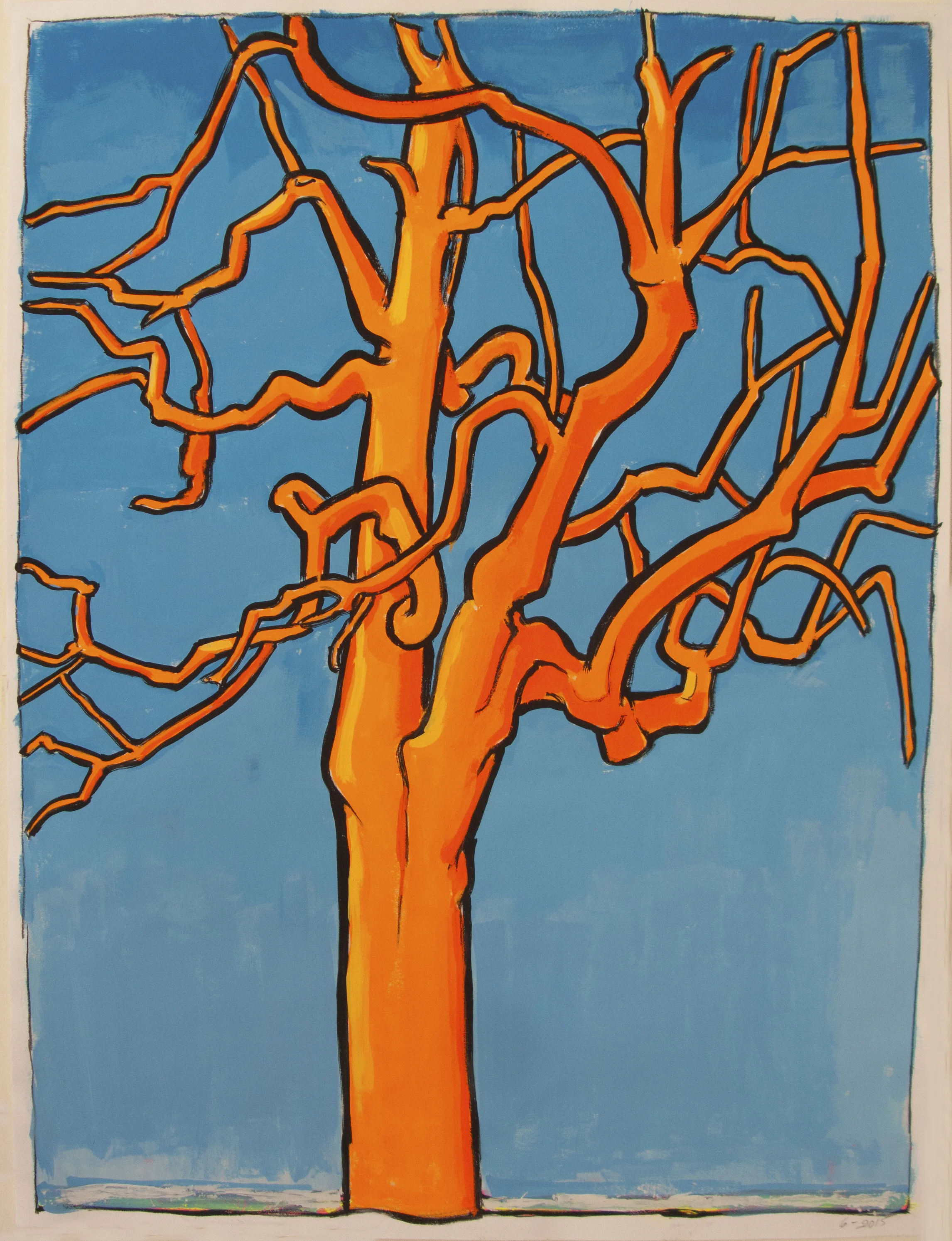 Orange Tree (Blue Sky) , 24 x 19 inches, gouache, 2016