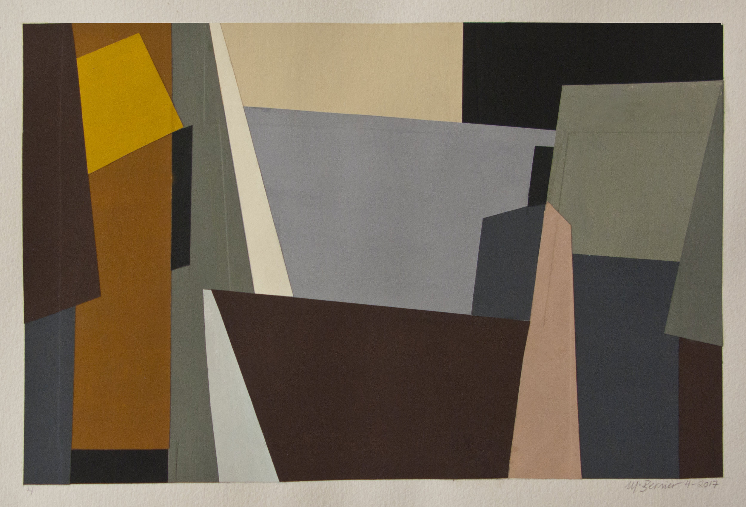    Cutout 4,   gouache/cut paper, 14 × 20 in, 35.6 × 50.8 cm, 2017 