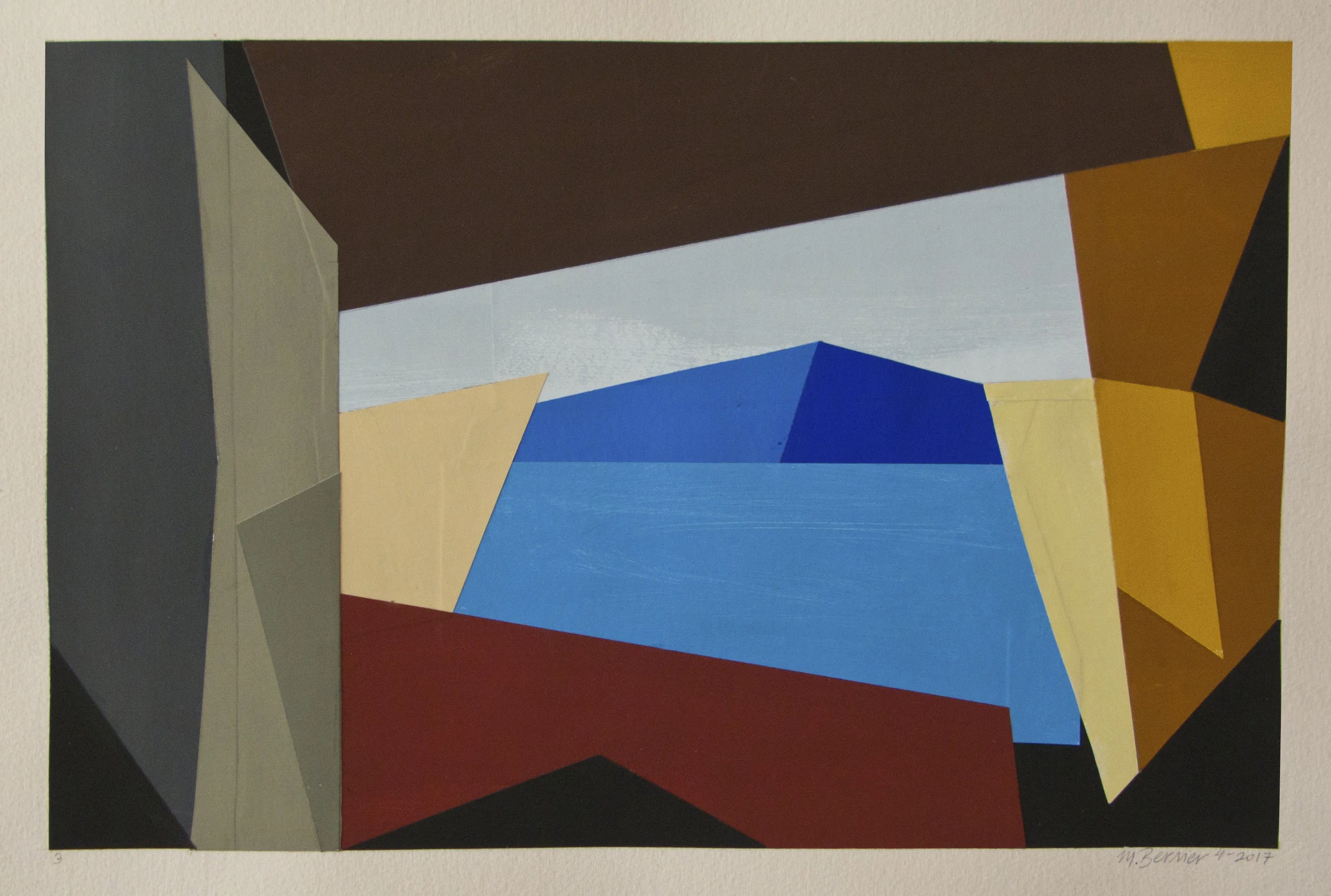 Cutout 3, gouache/cut paper, 14 × 20 in, 35.6 × 50.8 cm, 2017