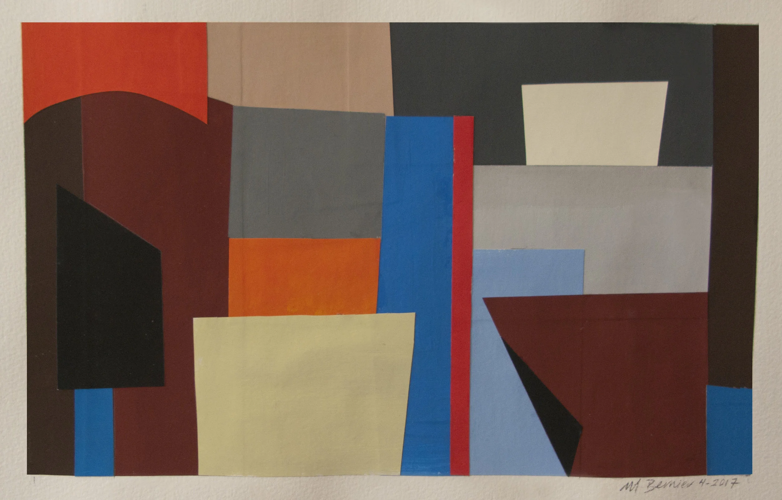 Cutout 1, gouache/cut paper, 14 × 20 in, 35.6 × 50.8 cm, 2017