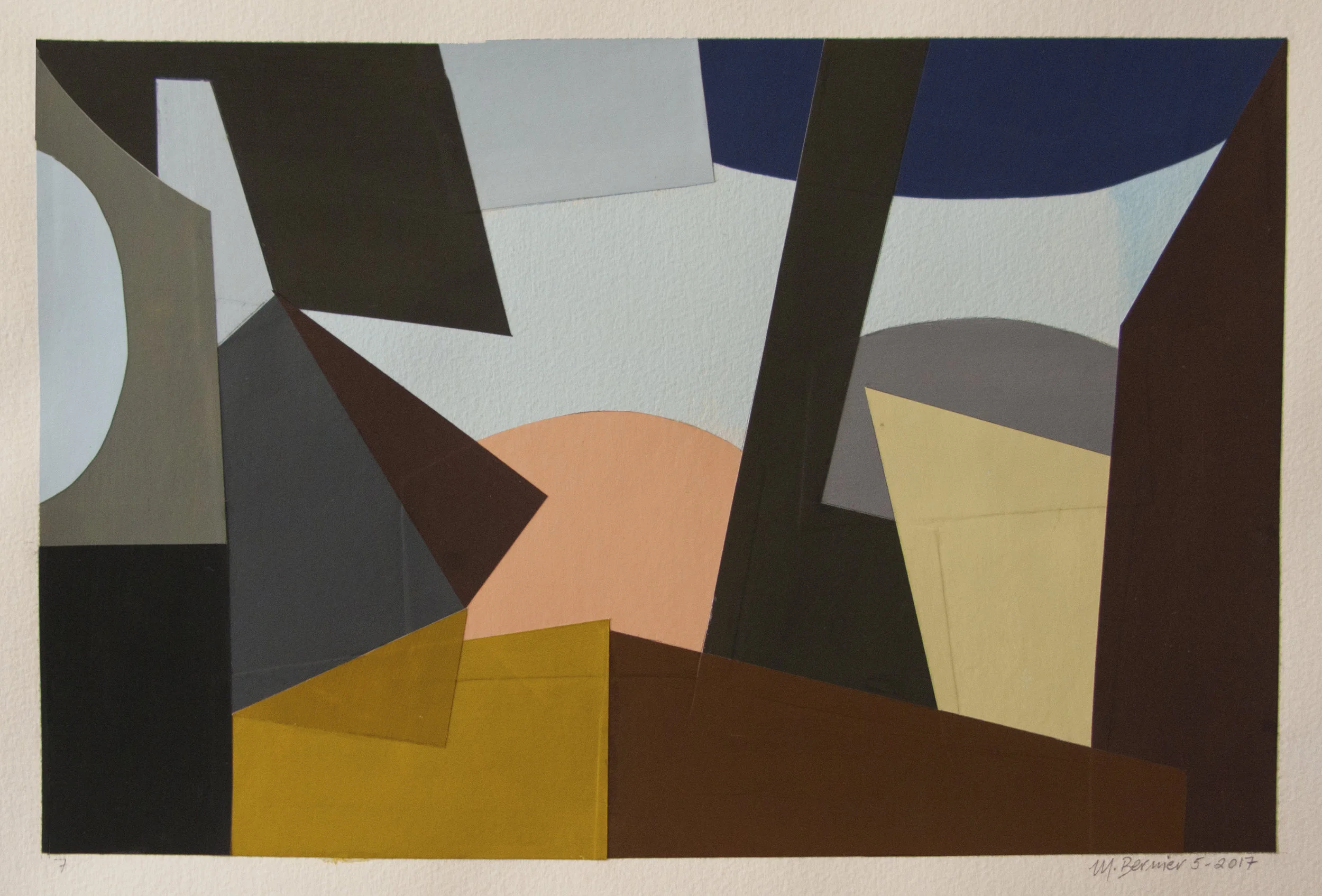 Cutout 7, gouache/cut paper, 14 × 20 in, 35.6 × 50.8 cm, 2017