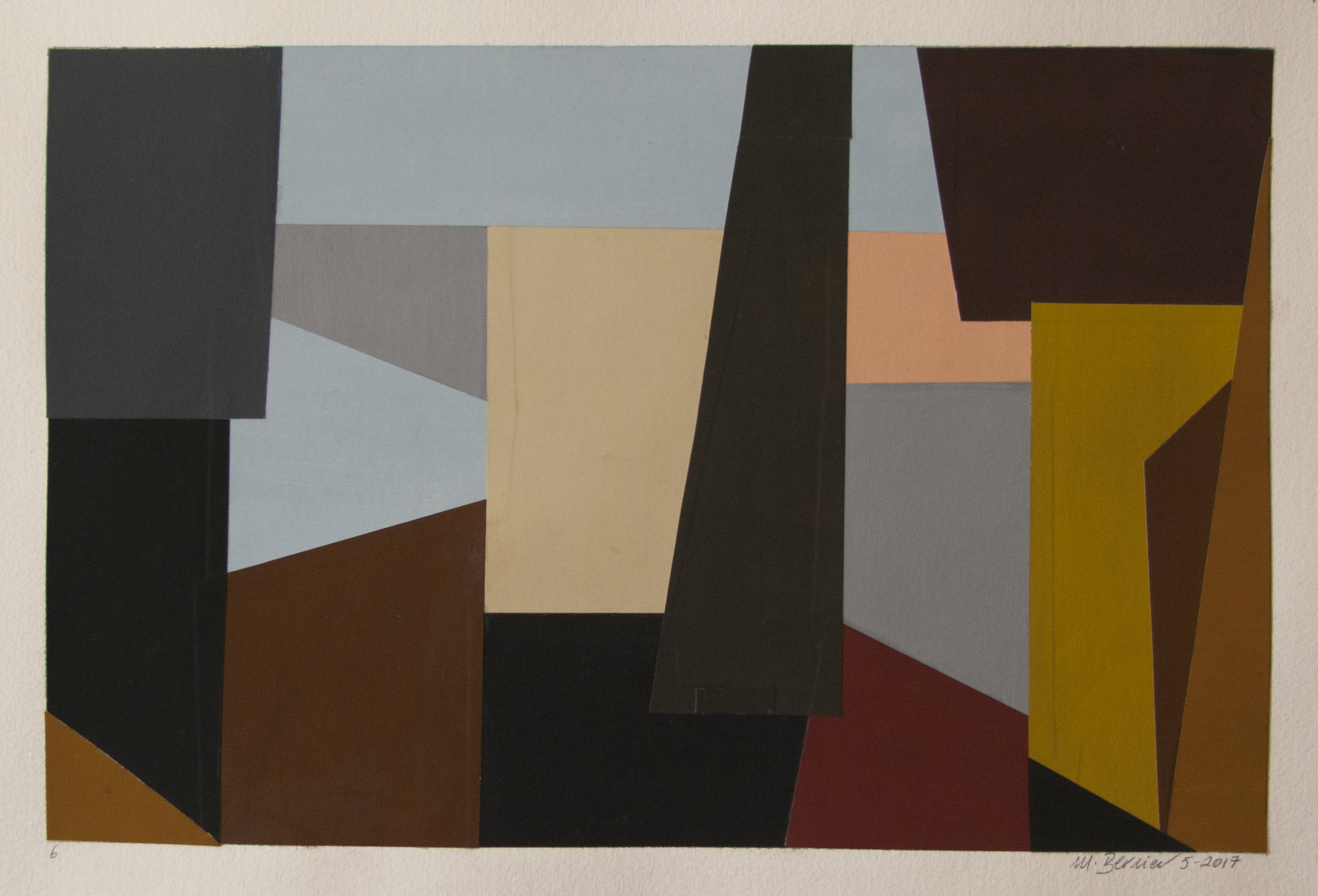    Cutout 6,   gouache/cut paper, 14 × 20 in, 35.6 × 50.8 cm, 2017 