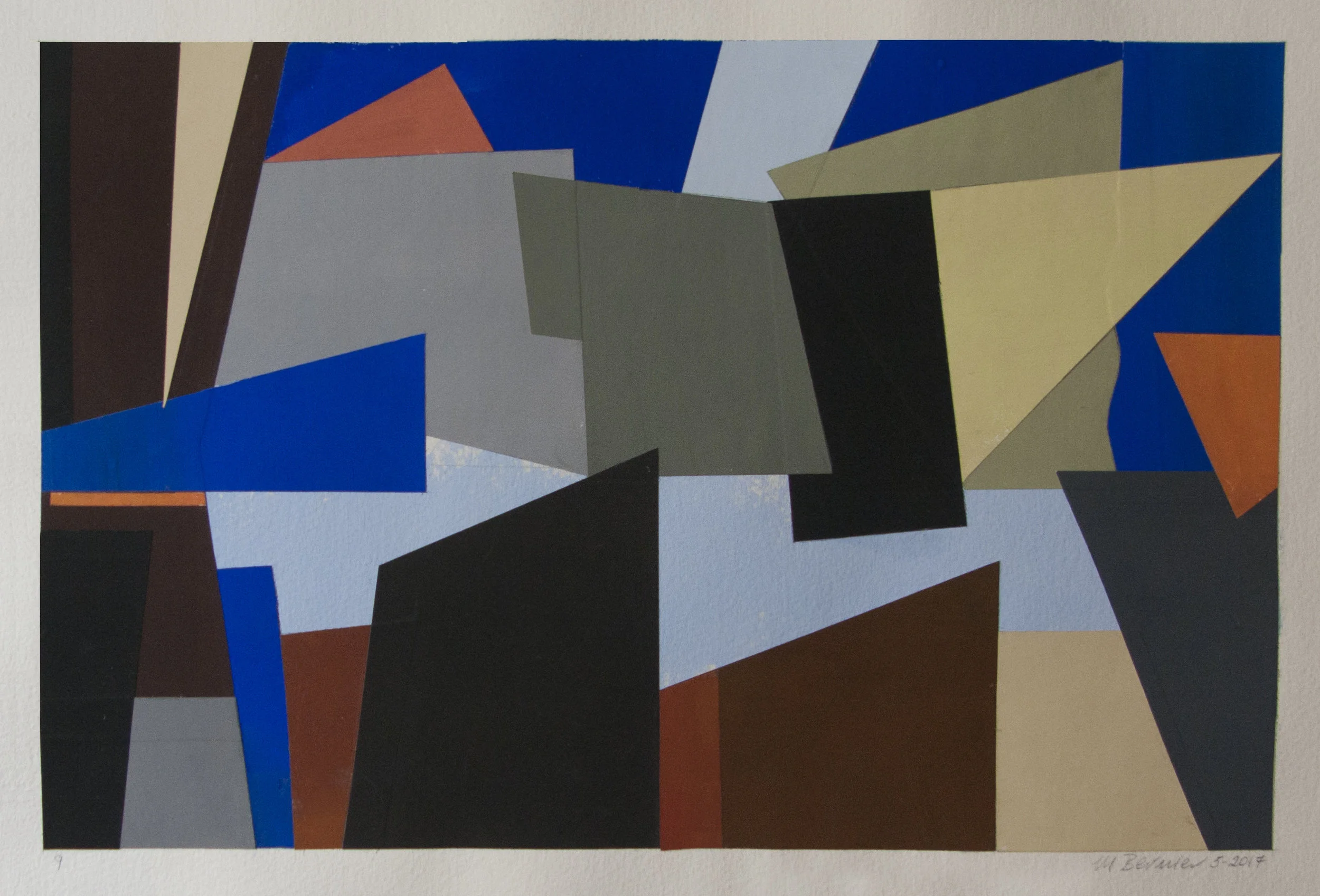 Cutout 9, gouache/cut paper, 14 × 20 in, 35.6 × 50.8 cm, 2017