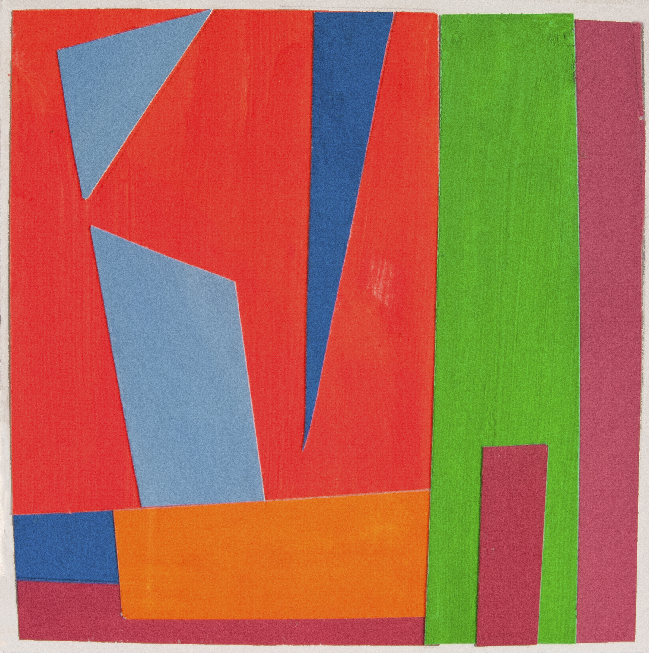    Cutout (red, blue, green),   gouache lumi colors, 6 x 6 in, 2016 