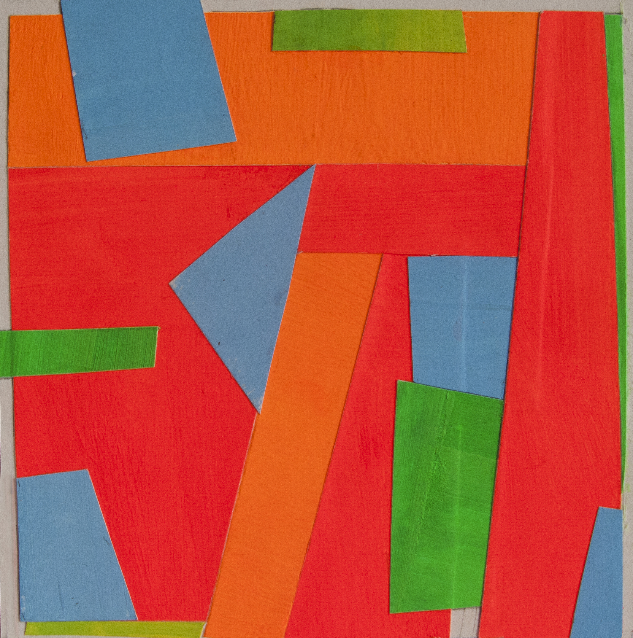    Cutout (red, blue, orange, green),   gouache lumi colors, 6 x 6 in, 2016 