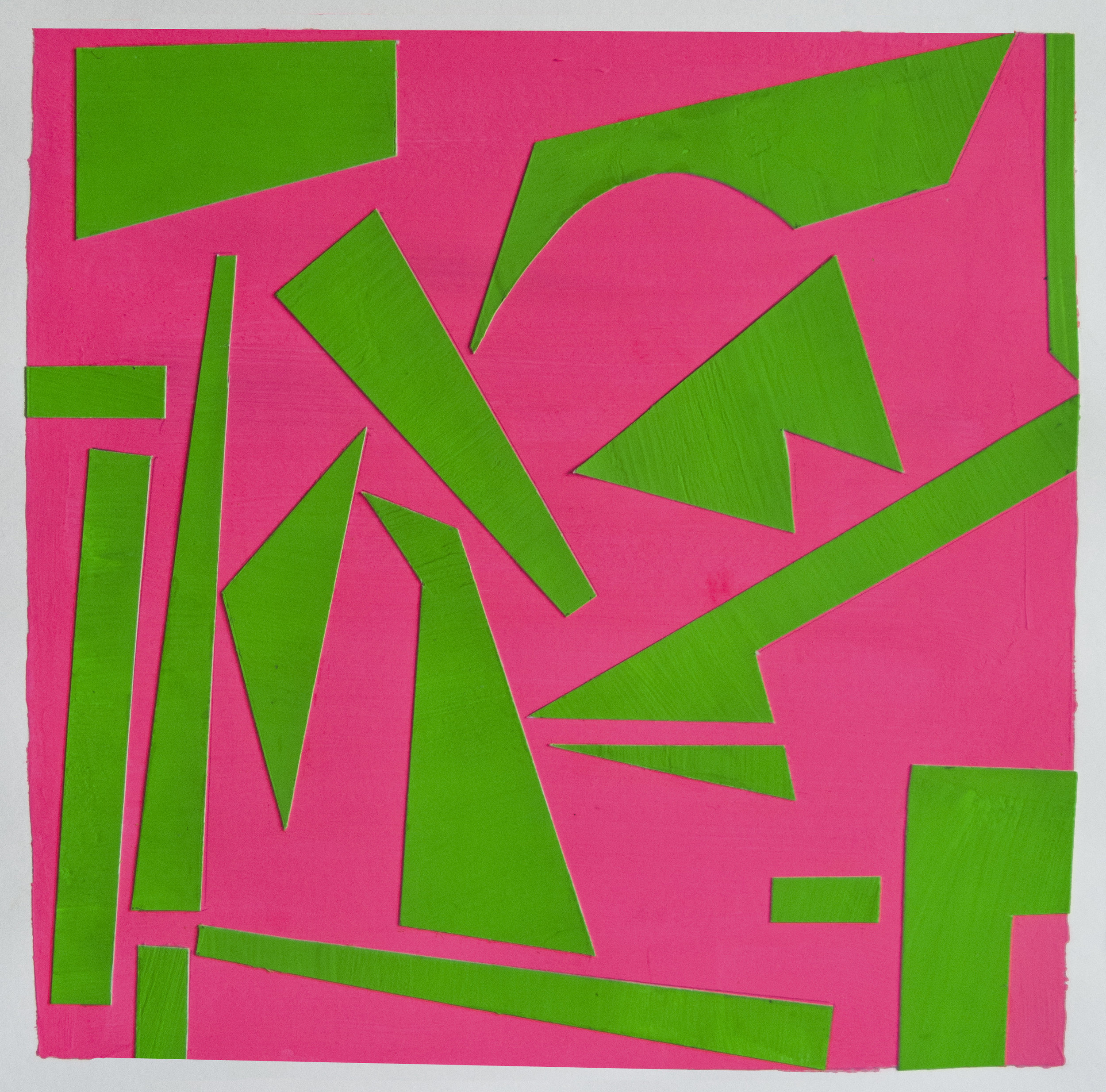    Cutout (pink, green),   gouache lumi colors, 9 x 9 in, 2016 